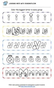 Practice comparing sizes worksheets - p7