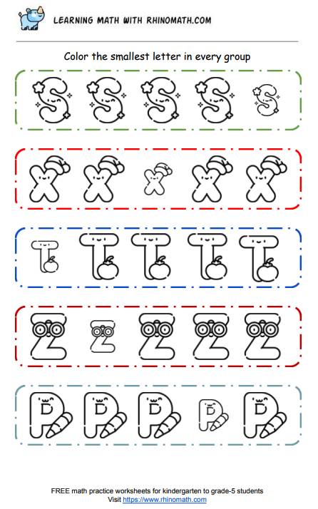 Practice comparing sizes worksheets - p8