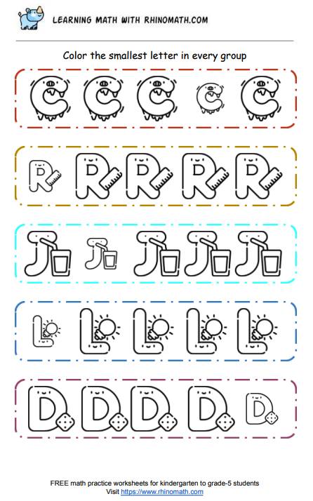 Read more about the article Find and color the smallest letter – page 9