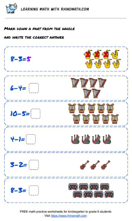 Subtraction practice 1-10 - p1