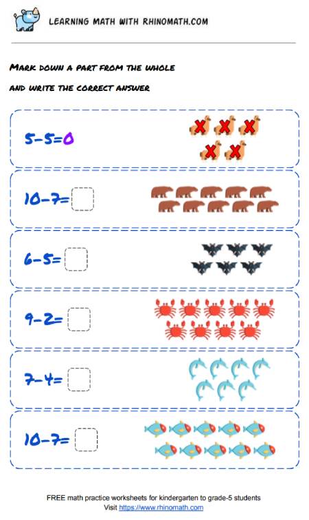 Read more about the article Practice Subtraction 1-10 – Page 2