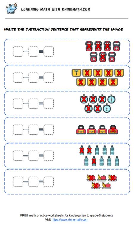 Subtraction practice 1-10 - p5