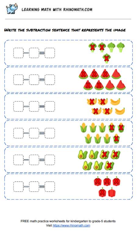 Subtraction practice 1-10 - p6