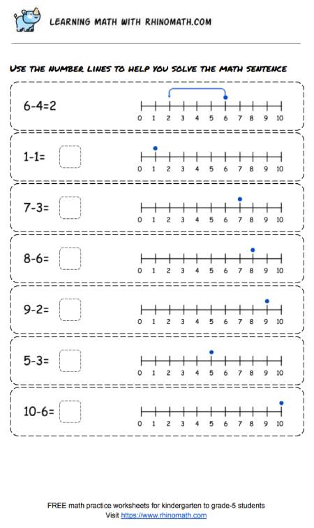 Subtraction practice 1-10 - p8