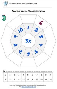 multiplication chart decagon practice - factor 3