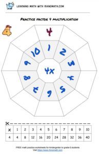 multiplication chart decagon practice - factor 4