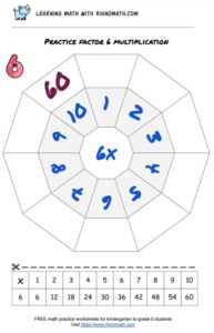 multiplication chart decagon practice - factor 6