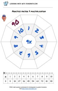 multiplication chart decagon practice - factor 9