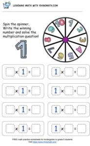 multiplication chart spinner game - factor 1