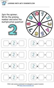 multiplication chart spinner game - factor 2