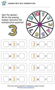 multiplication chart spinner game - factor 3
