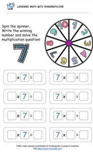 multiplication chart spinner game - factor 7