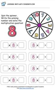 multiplication chart spinner game - factor 8