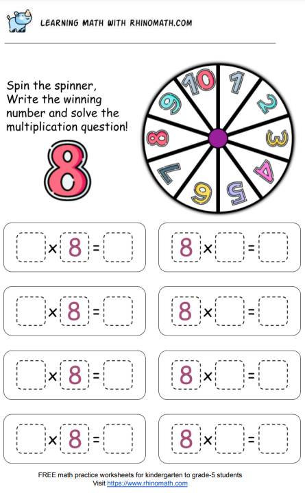 Read more about the article Multiplication chart practice – The Spinner – Factor 8