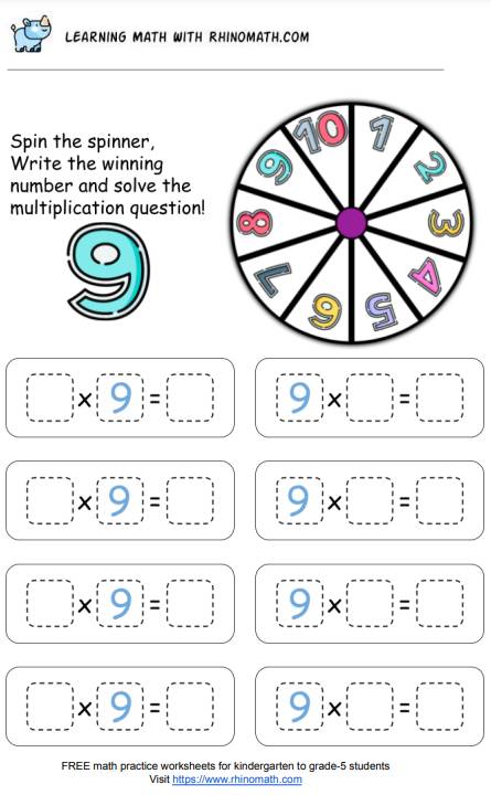 Read more about the article Multiplication chart practice – The Spinner – Factor 9