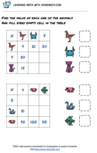 multiplication table puzzle 3x3 - page 1