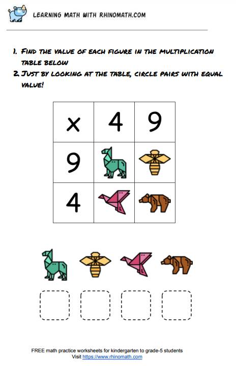 multiplication table puzzle game - 2x2 - page 7