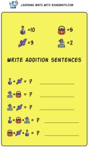 Practice writing addition sentences halloween theme p1