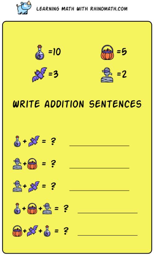 Read more about the article Practice Writing Addition Sentences – Halloween – P1