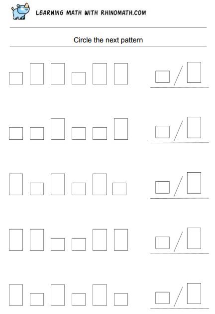 Read more about the article Patterns of Shapes Worksheets – Page 1