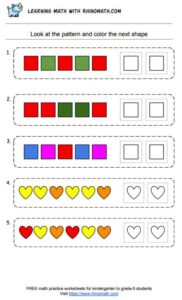 Recognising shapes pattern worksheets - page 13