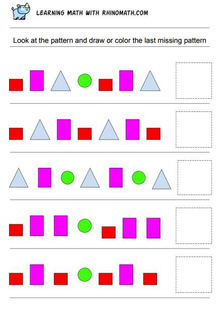 Read more about the article Patterns of Shapes Worksheets – Page 2