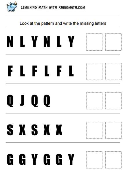 Read more about the article Patterns of Letters Worksheets – Page 6