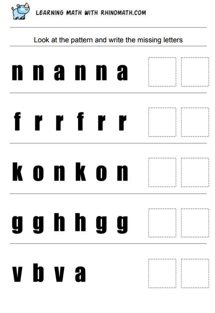 Read more about the article Patterns of Letters Worksheets – Page 8