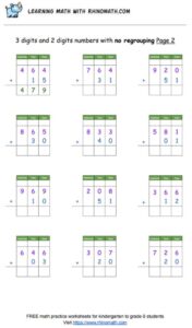 3 digits and 2 digits numbers with no regrouping Page 2