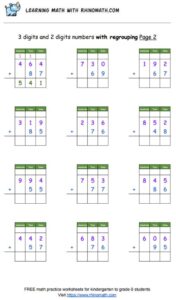 3 digits and 2 digits numbers with regrouping Page 2