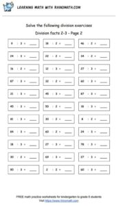 Division facts - dividing by 2-3 - page2