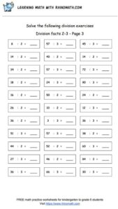 Division facts - dividing by 2-3 - page3