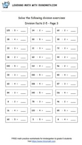 Division facts - dividing by 2-5 - page3