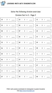 Division facts - dividing by 3 - page 2