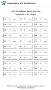 Division facts - dividing by 4-5 - page2