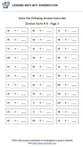 Division facts - dividing by 4-5 - page3