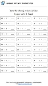 Division facts - dividing by 5 - page3