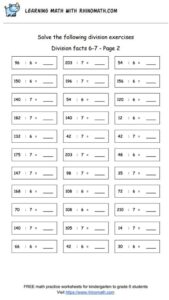 Division facts - dividing by 6-7 - page2