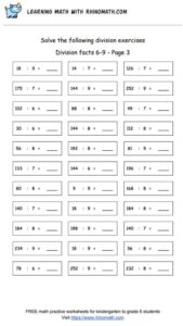 Division facts - dividing by 6-9 - page3