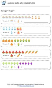 Ratio worksheets between two groups of objects - page1