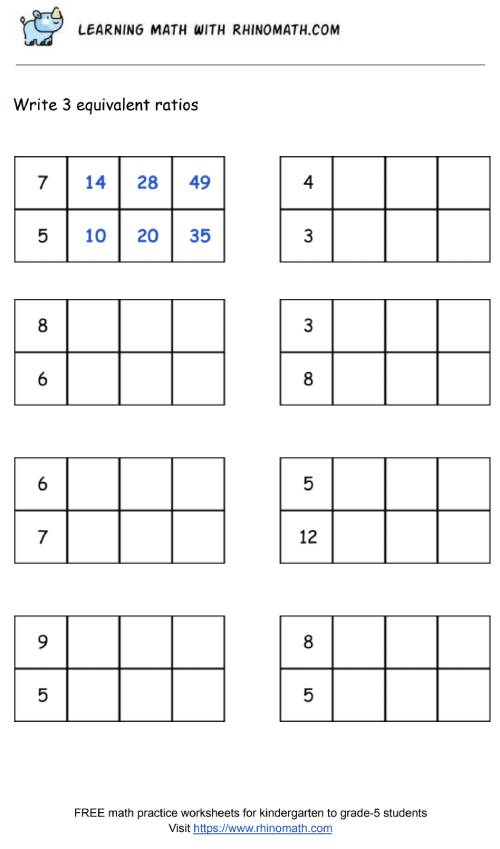 Ratio worksheets - write equivalent ratios - page8