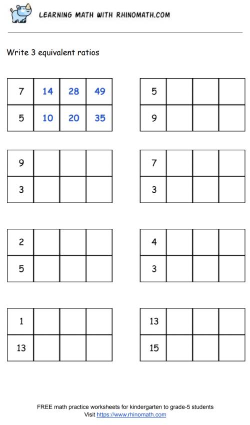 Ratio worksheets - write equivalent ratios - page9