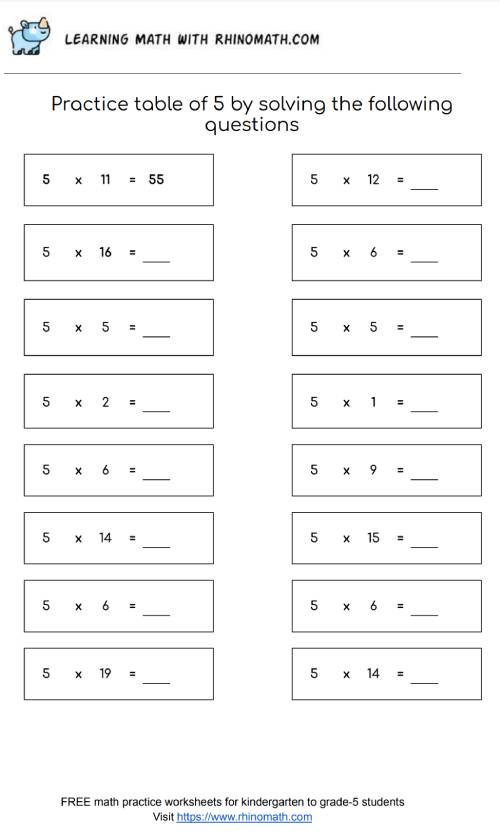 Read more about the article Table of 5 Worksheet – Page 2