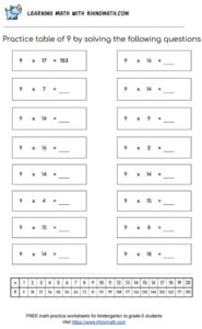 Table of 9 - multiplication chart worksheet - page 3